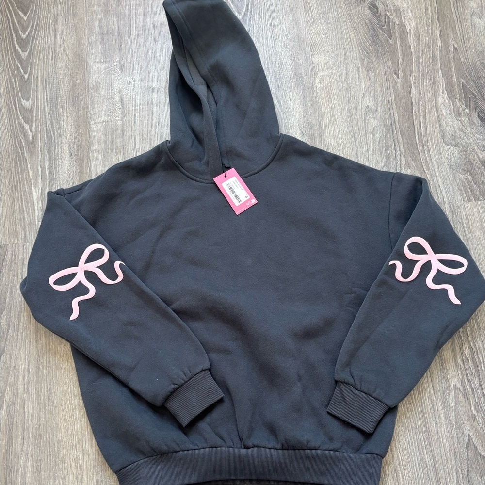 NWT Edikted Grey with Pink Bow Accents Sweatshirt Size S